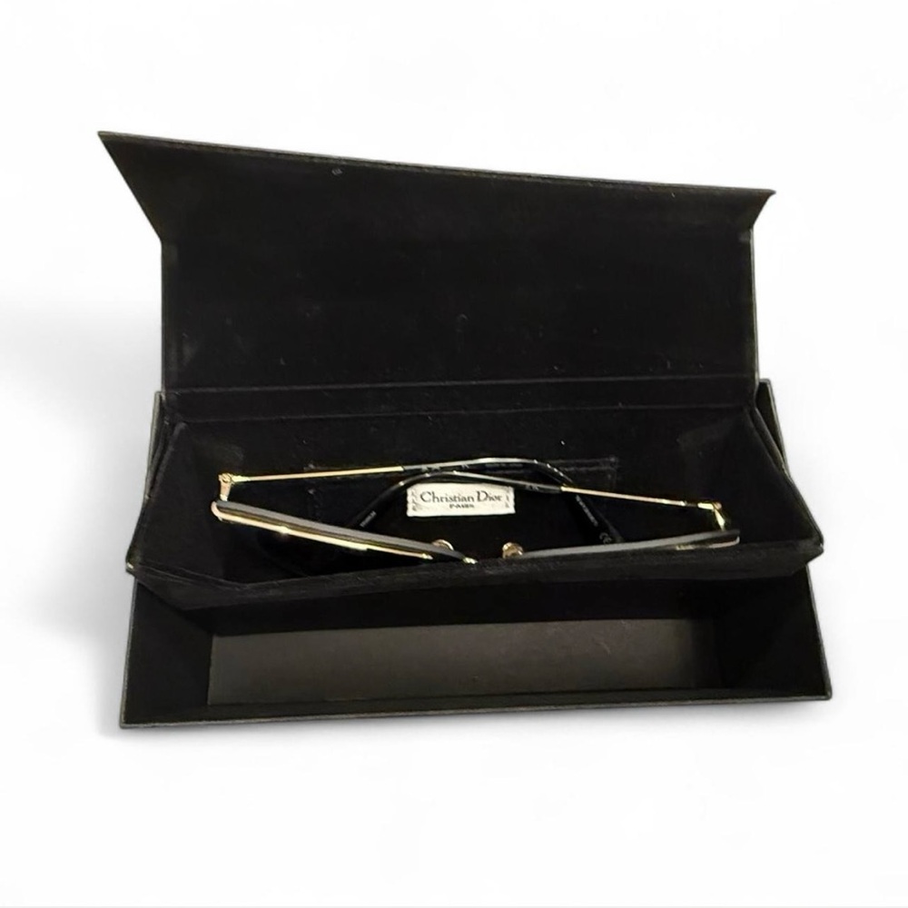 Christian Dior Black & Gold Cat-Eye Sunglasses • Like New • Full Set - Picture 3 of 4
